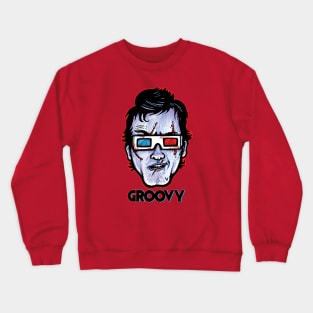 Groovy 3D... Evil Dead Ash Williams Wearing 3D Glasses Crewneck Sweatshirt